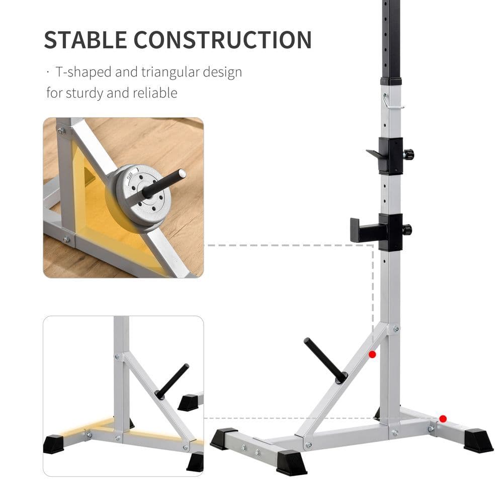 image-Adjust Pair of Barbell Squat Racks Stand Weight Lifting Bench Press Gym HOMCOM