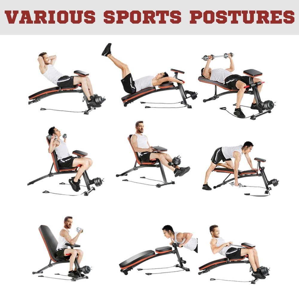 image-Foldable Dumbbell Bench Weight Training 7 Incline Adjustable Workout