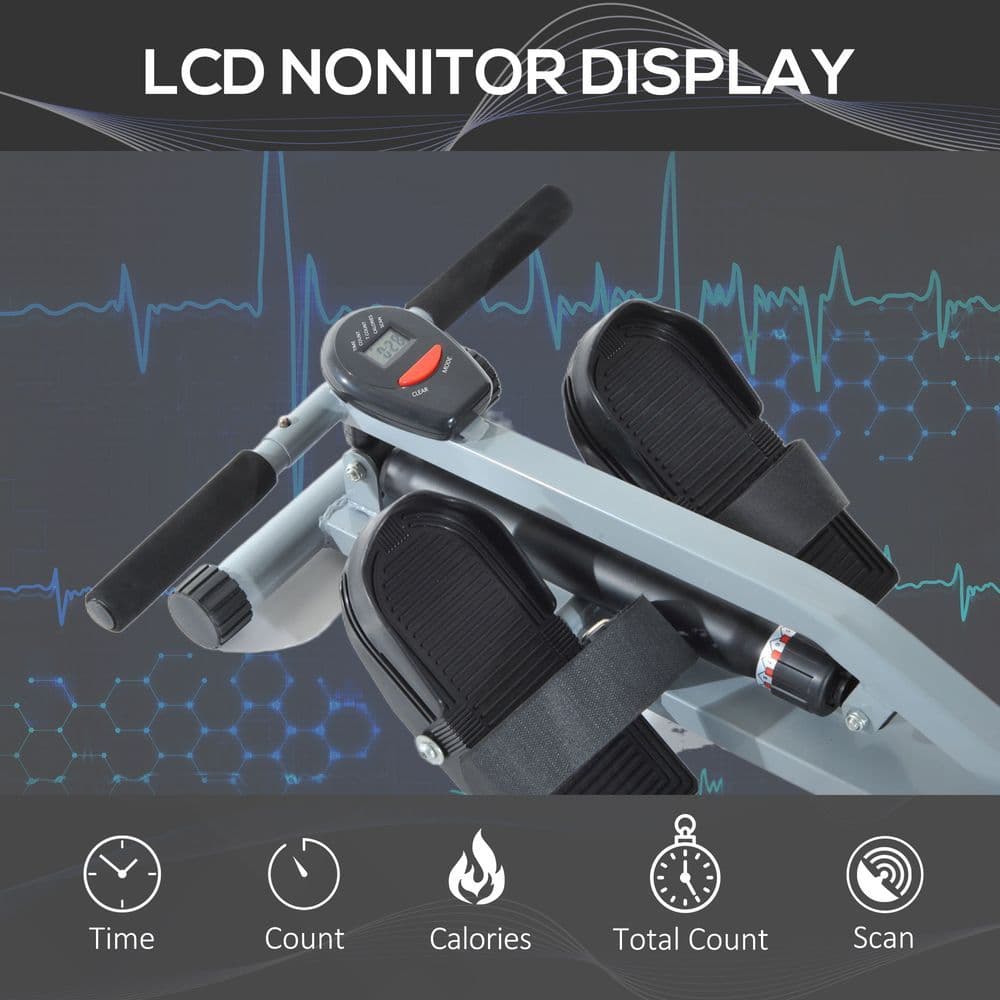 image-12 Level Fitness Rowing Machine Cardio Fitness Workout and Gym Training HOMCOM