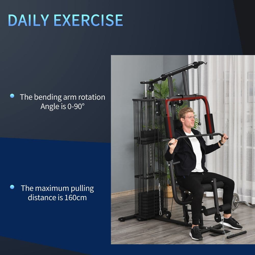 image-Multifunction Home Gym Weight Training Station Fitness Strength Machine HOMCOM