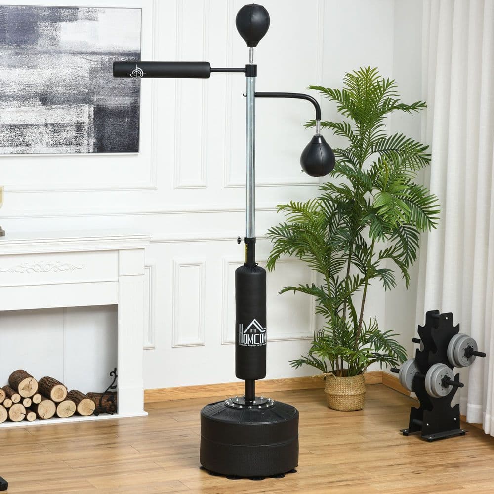image-3-in-1 Punching Bag with Stand with 2 Speedballs, 360 Relax Bar HOMCOM