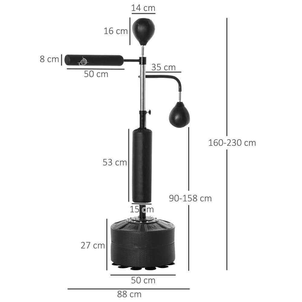 image-3-in-1 Punching Bag with Stand with 2 Speedballs, 360 Relax Bar HOMCOM