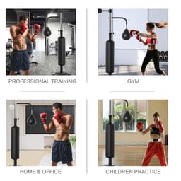 image-3-in-1 Punching Bag with Stand with 2 Speedballs, 360 Relax Bar HOMCOM
