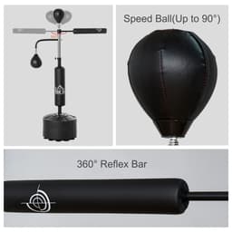 image-3-in-1 Punching Bag with Stand with 2 Speedballs, 360 Relax Bar HOMCOM
