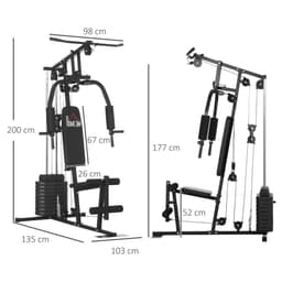 image-Multifunction Home Gym Machine with 45kg Weights for Full Body Workout HOMCOM