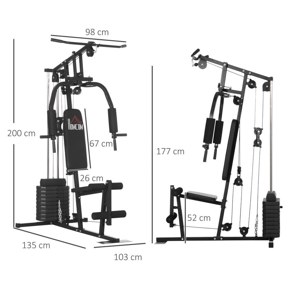 image-Multifunction Home Gym Machine with 45kg Weights for Full Body Workout HOMCOM