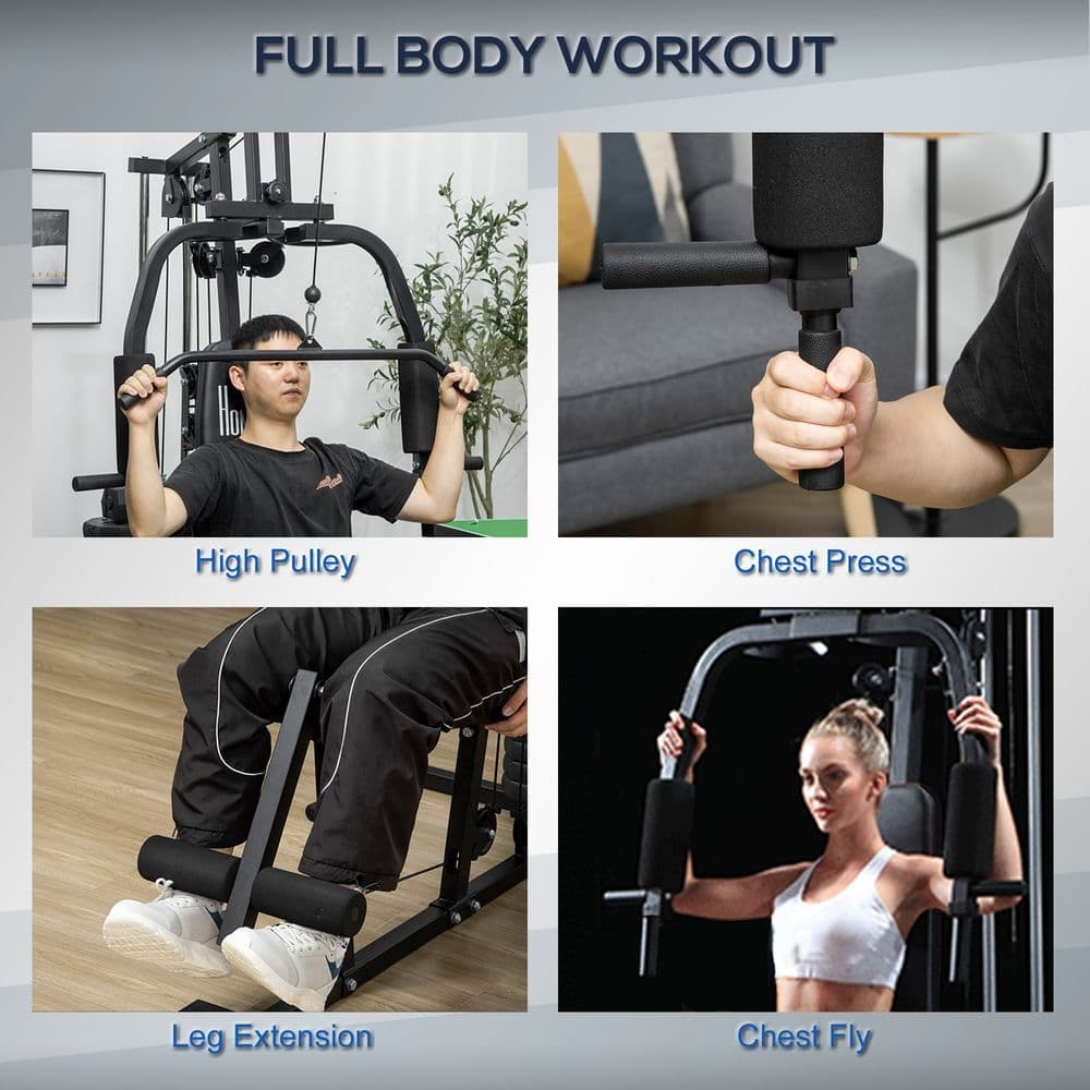 image-Multifunction Home Gym Machine with 45kg Weights for Full Body Workout HOMCOM