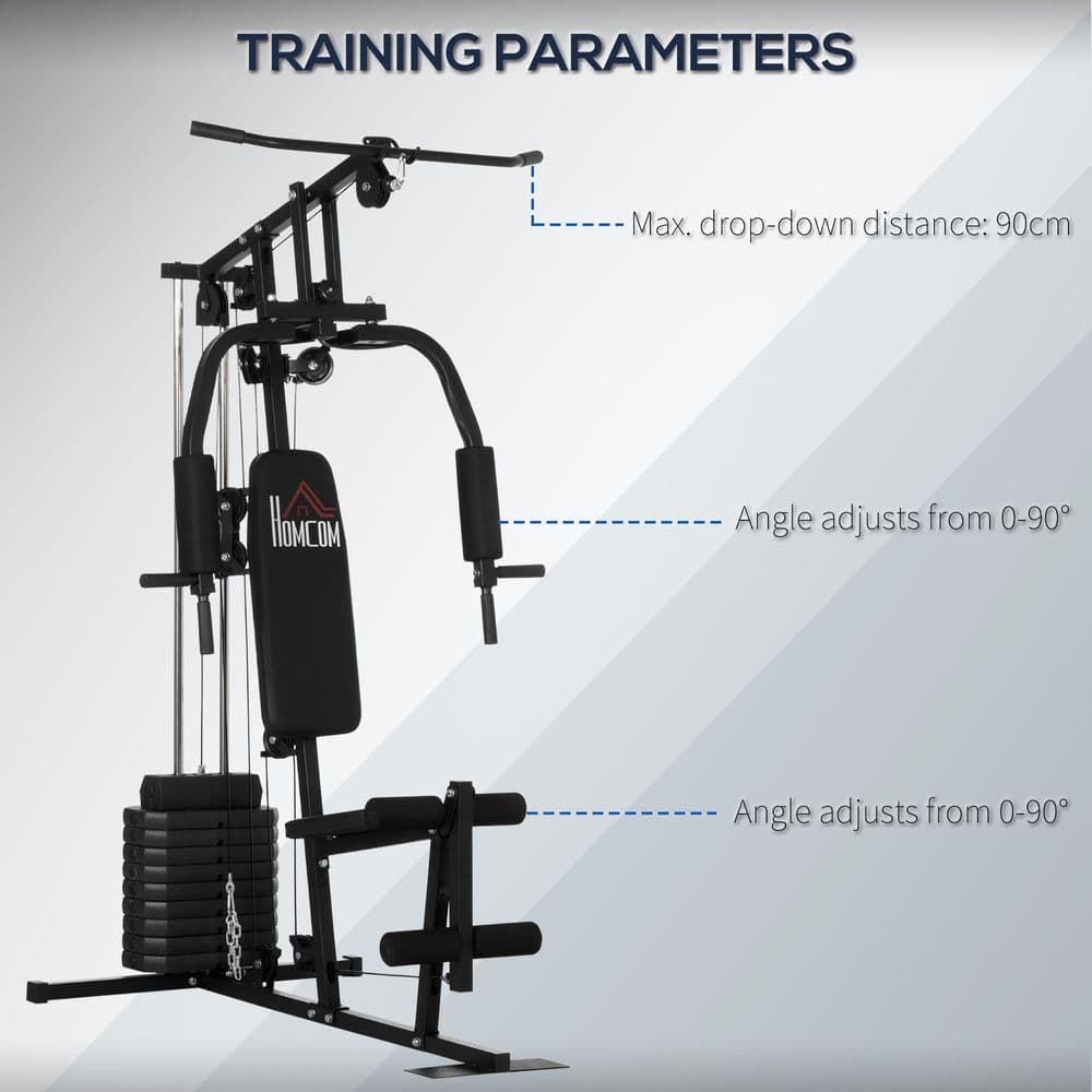 image-Multifunction Home Gym Machine with 45kg Weights for Full Body Workout HOMCOM