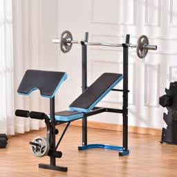 image-Adjustable Weight Bench with Leg Developer Barbell Rack for Home Gym HOMCOM