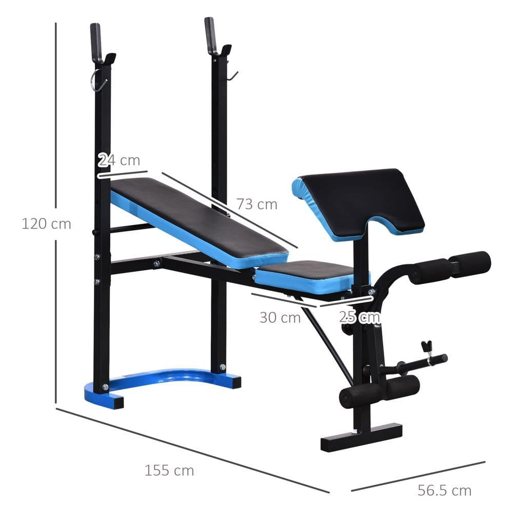 image-Adjustable Weight Bench with Leg Developer Barbell Rack for Home Gym HOMCOM
