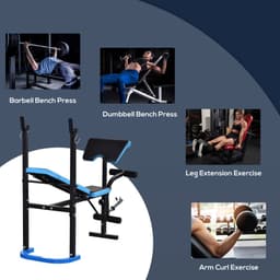 image-Adjustable Weight Bench with Leg Developer Barbell Rack for Home Gym HOMCOM