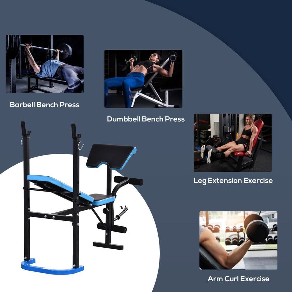 image-Adjustable Weight Bench with Leg Developer Barbell Rack for Home Gym HOMCOM