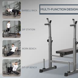image-Adjustable Weight Bench Foldable with Barbell Rack and Dip Station HOMCOM
