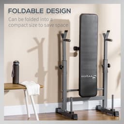 image-Adjustable Weight Bench Foldable with Barbell Rack and Dip Station HOMCOM