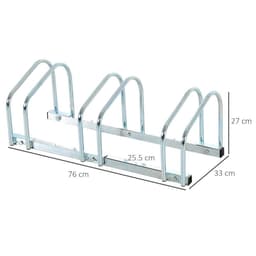 image-Bike Parking Rack Bicycle Locking Storage Stand for 3 Cycling Silver HOMCOM