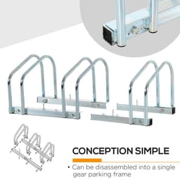 image-Bike Parking Rack Bicycle Locking Storage Stand for 3 Cycling Silver HOMCOM