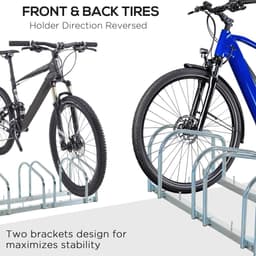 image-Bike Parking Rack Bicycle Locking Storage Stand for 3 Cycling Silver HOMCOM