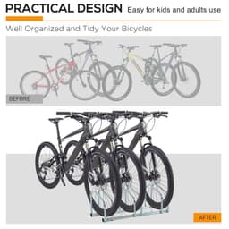 image-Bike Parking Rack Bicycle Locking Storage Stand for 3 Cycling Silver HOMCOM