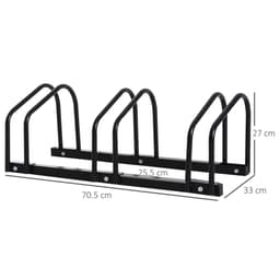 image-Bike Parking Rack Bicycle Locking Storage Stand for 3 Cycling Black HOMCOM