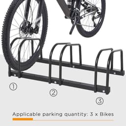 image-Bike Parking Rack Bicycle Locking Storage Stand for 3 Cycling Black HOMCOM