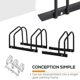 image-Bike Parking Rack Bicycle Locking Storage Stand for 3 Cycling Black HOMCOM