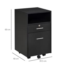 image-Mobile File Cabinet Lockable Documents Storage w/ 5 Wheels Black Vinsetto