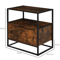 image-HOMCOM Industrial-Style Side Table w/ Drawer Open Shelf Steel Frame Base Retro