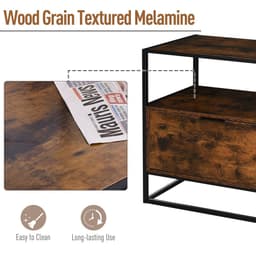 image-HOMCOM Industrial-Style Side Table w/ Drawer Open Shelf Steel Frame Base Retro