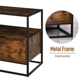 image-HOMCOM Industrial-Style Side Table w/ Drawer Open Shelf Steel Frame Base Retro