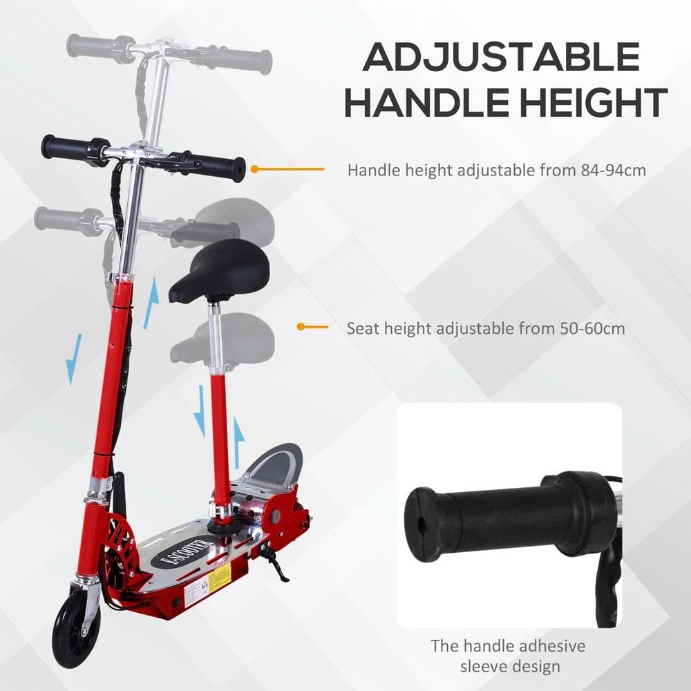 image-Teen Foldable Electric Scooter Battery 12V 120W w/ Brake Kickstand HOMCOM