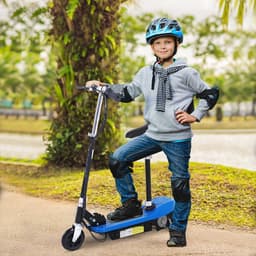 image-Kids Foldable Electric Powered Scooters 120W Toy Brake Kickstand Blue HOMCOM