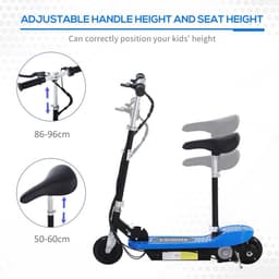 image-Kids Foldable Electric Powered Scooters 120W Toy Brake Kickstand Blue HOMCOM