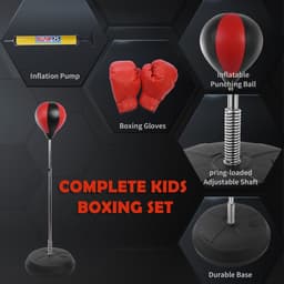 image-Adjust Kids Training Boxing Punching Ball Bag Boxing Punching w/ Gloves HOMCOM