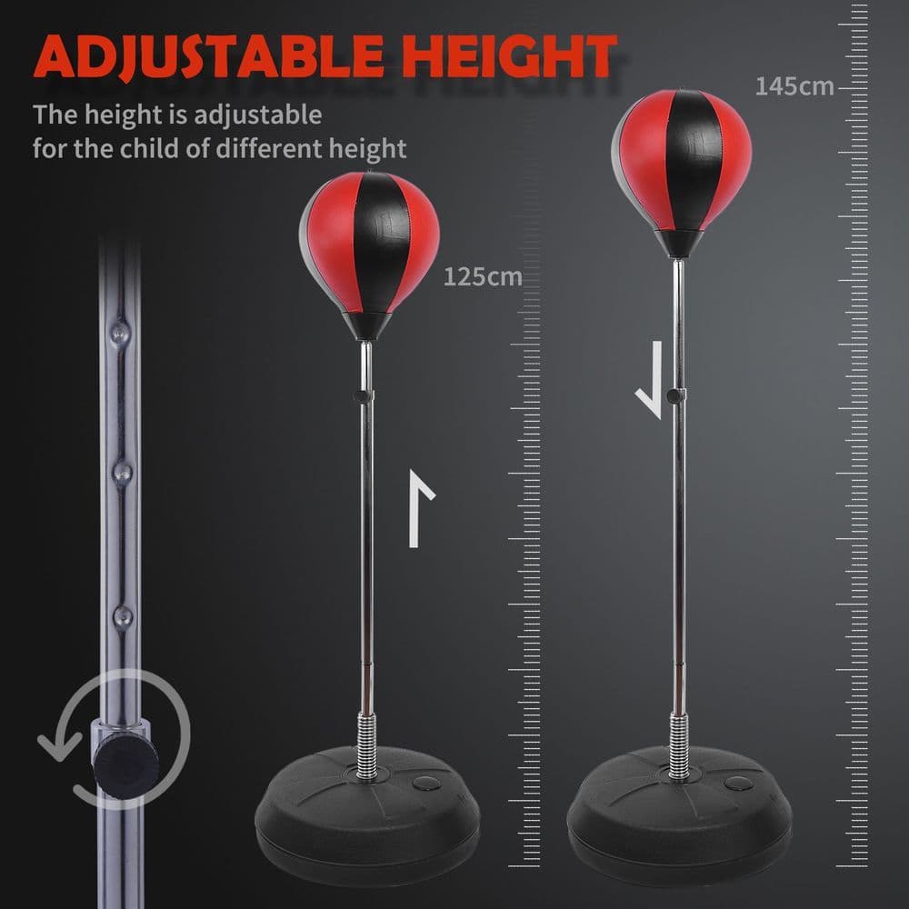 image-Adjust Kids Training Boxing Punching Ball Bag Boxing Punching w/ Gloves HOMCOM