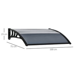 image-Door Canopy Awning Outdoor Window Rain Shelter Cover 100 x 75cm Outsunny