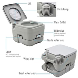 image-10L Portable Travel Toilet Outdoor Camping with 2 Detachable Tanks Grey HOMCOM