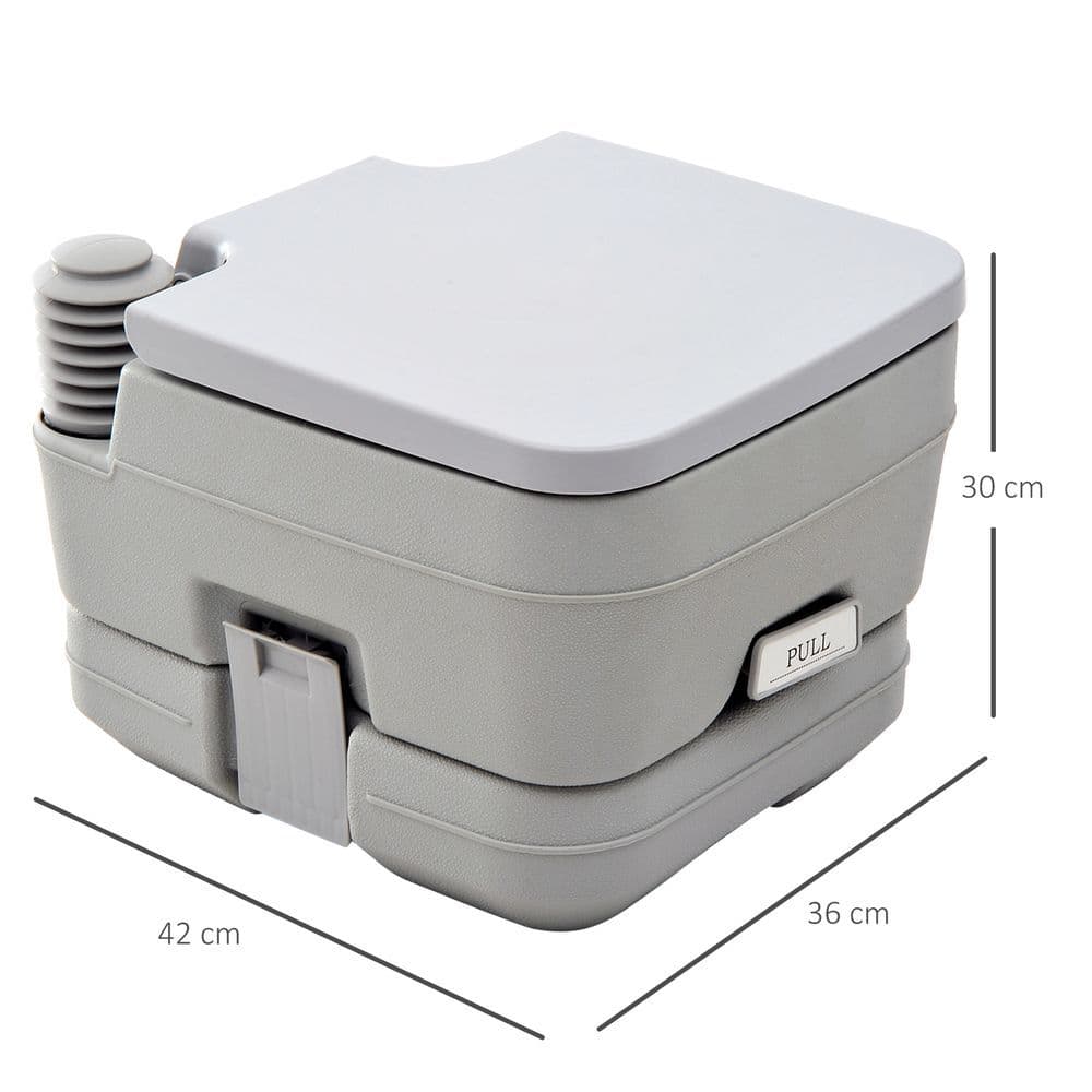 image-10L Portable Travel Toilet Outdoor Camping with 2 Detachable Tanks Grey HOMCOM