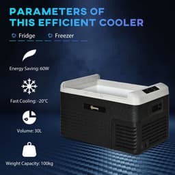 image-30L Car Refrigerator 12V Portable Freezer for Camping, Driving Outsunny