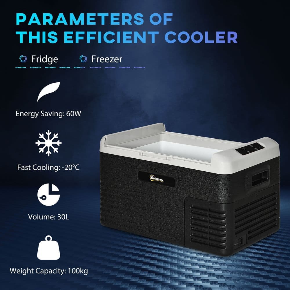 image-30L Car Refrigerator 12V Portable Freezer for Camping, Driving Outsunny