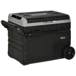 image-50L Car Refrigerator 12V Portable Freezer w/ Inner LED Light, Wheels Outsunny