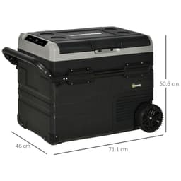 image-50L Car Refrigerator 12V Portable Freezer w/ Inner LED Light, Wheels Outsunny