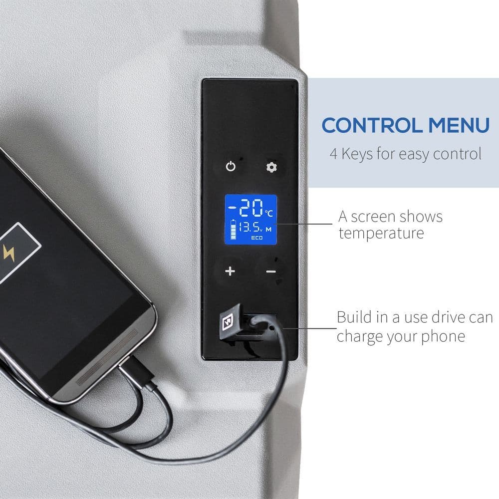 image-Car Refrigerator, Portable 12/24V 50L Fridge Freezer, Down to -20� HOMCOM