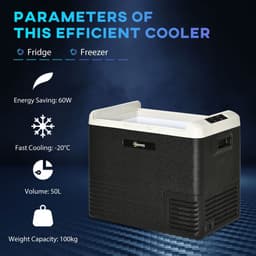 image-50L Car Refrigerator 12V Portable Freezer for Camping, Driving Outsunny