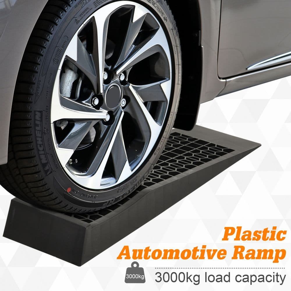 image-2 Pcs 70x20cm Thick Plastic Curb Ramps Anti-Slip Surface Tyre Friction HOMCOM