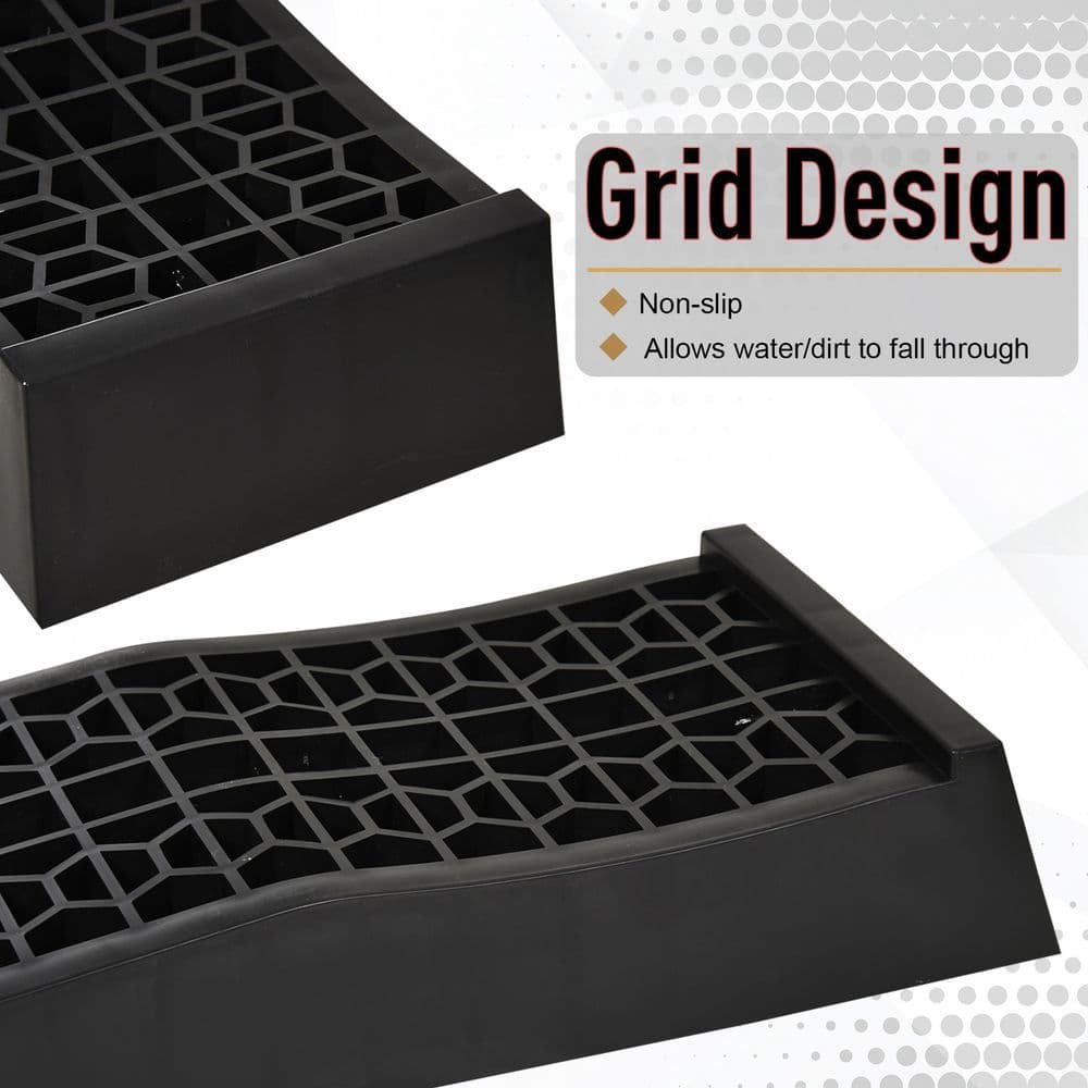 image-2 Pcs 70x20cm Thick Plastic Curb Ramps Anti-Slip Surface Tyre Friction HOMCOM
