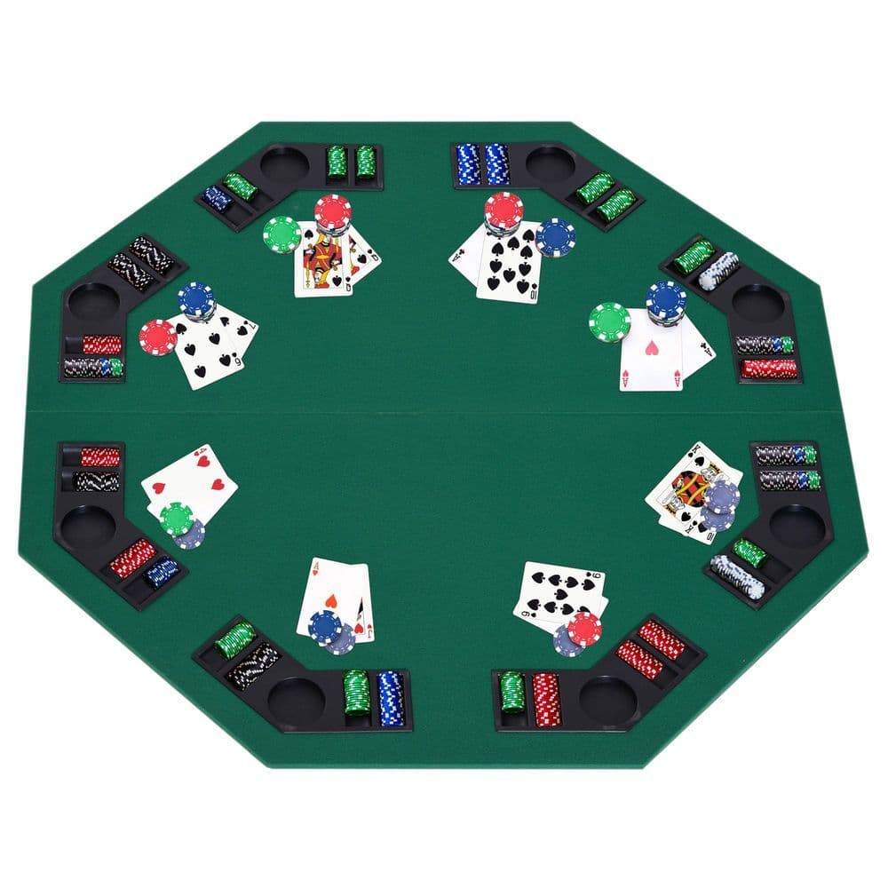 image-1.2m/48 Inches Foldable Poker Table Top 8 Players Blackjack Chip Trays HOMCOM