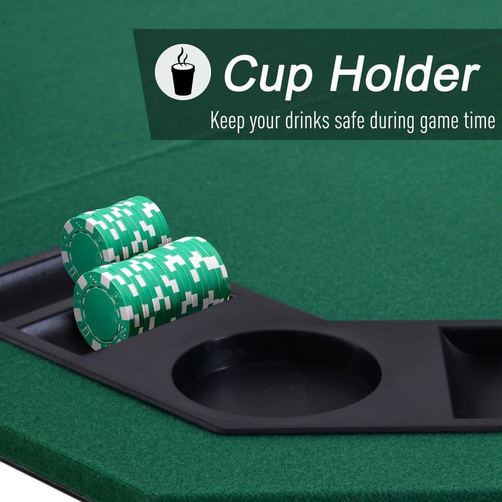 image-1.2m/48 Inches Foldable Poker Table Top 8 Players Blackjack Chip Trays HOMCOM