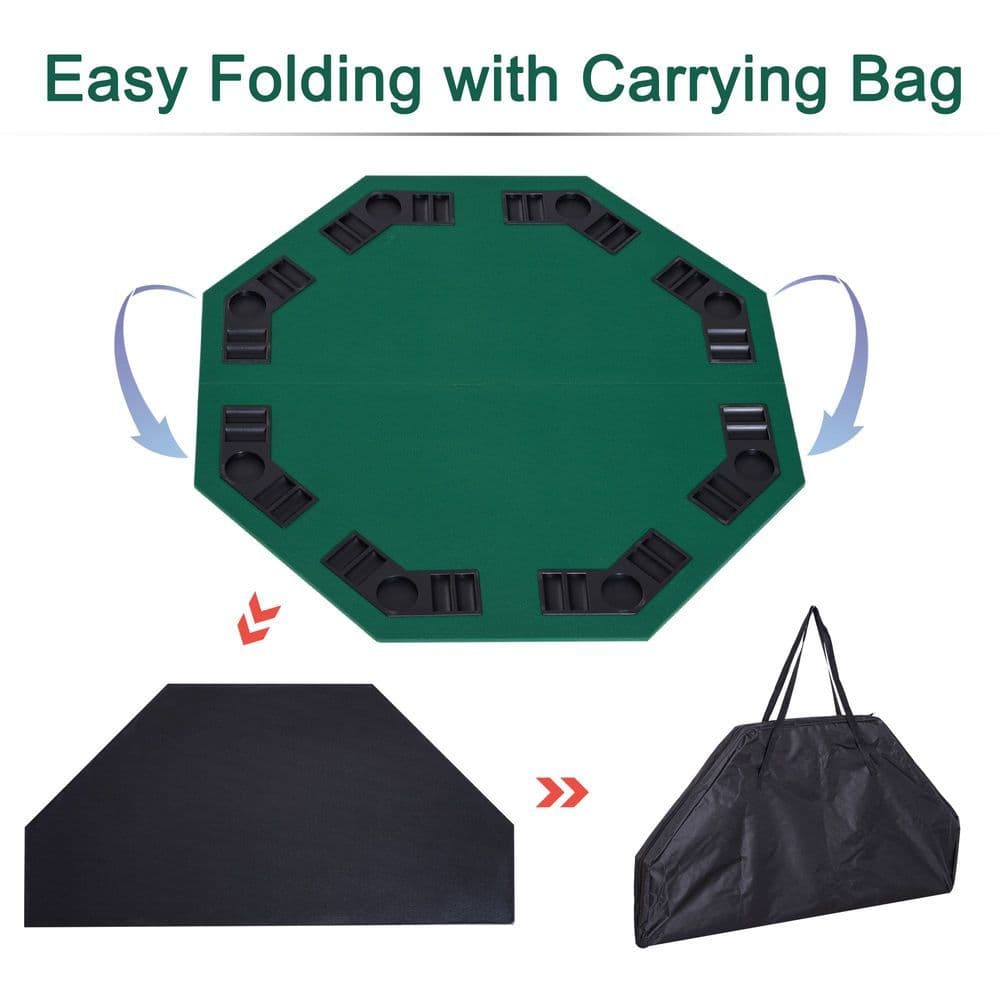 image-1.2m/48 Inches Foldable Poker Table Top 8 Players Blackjack Chip Trays HOMCOM