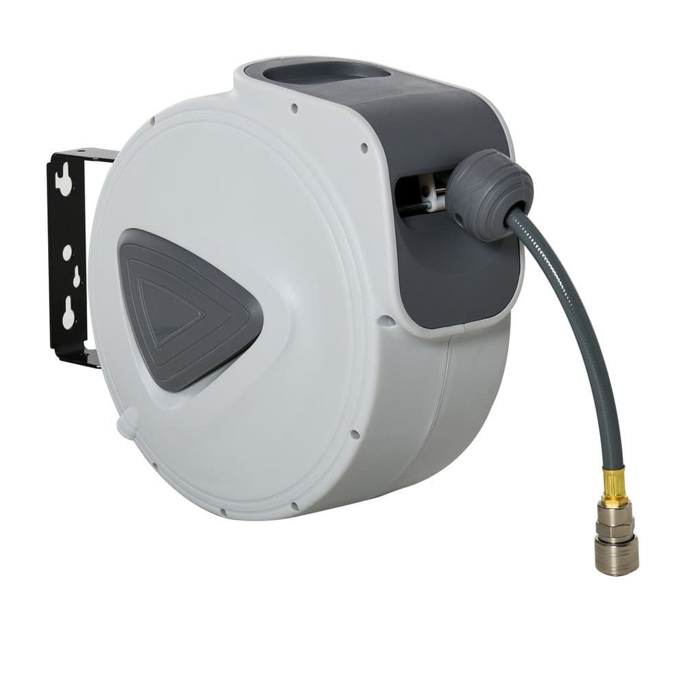 image-Retractable Air Hose Reel Auto Self-Winding Wall Mount 1/4" 15m+140cm Durhand