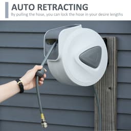 image-Retractable Air Hose Reel Auto Self-Winding Wall Mount 1/4" 15m+140cm Durhand